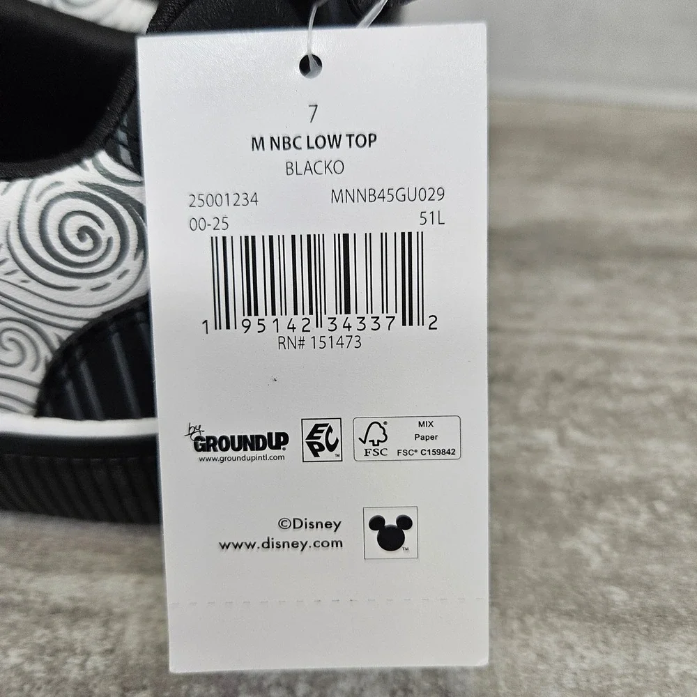 The Nightmare Before Christmas Jack Skellington Sneakers Mens Size 7 Black White